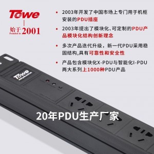 TOWE同为C20输入16A自接线不带线PDU输出国标10A插孔C20输入国标PDU内置C20输入模块12位10A多用孔模块+指示灯，EN16C/W1201