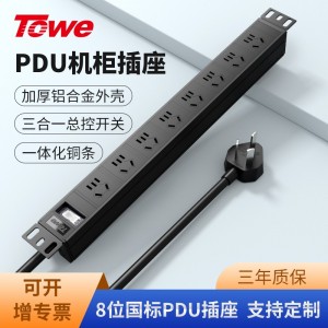 TOWE同为7位8位10A pdu电源机柜插座经济型工程安全机柜插排10A国标三孔五孔PDU国标10A经济款8位10A国标五孔，EN10/G803K