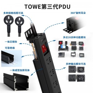 TOWE同为7位8位10A pdu电源机柜插座经济型工程安全机柜插排10A国标三孔五孔PDU国标10A经济款8位10A国标五孔，EN10/G803K