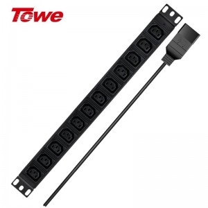 TOWE同为IEC C13 C19工业电源防雷PDU电源机柜插座 国际通用IEC 大功率机柜PDU IEC插孔横装大功率款 12位10A IEC C13插孔，EN16C/I1001