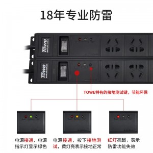 TOWE同为多功能单路双路单排双排电源管理器 多功能柜员电源管理器 三合一总控开关+浪涌保护+10位10A新国标五孔，EN10/G13U2SE