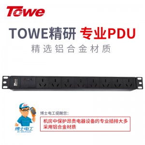 TOWE同为工业三级防雷PDU安全机柜插座SPD防浪涌防电涌防雷击10A机房插座插排插线板 国标10A专业防雷 8位10A国标三孔，EN10/G825S