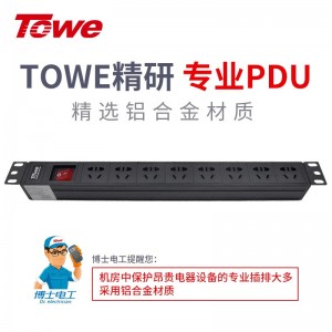 TOWE同为8位pdu基础款 工程安全机柜插排16a PDU电源分配器 国标总控16A IDC机房数据中心PDU排插 8位10A多用孔，EN16/W802K