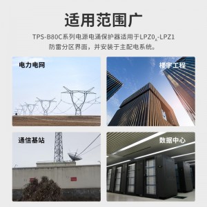 TOWE同为双芯片紧凑型模块化电涌保护器 80KA压敏型 空间占比是常规产品的50% 智能防雷模块带远程控制遥信告警 2P/3P/4P工业电源SPD防雷器 TPS B80C 2P/4P