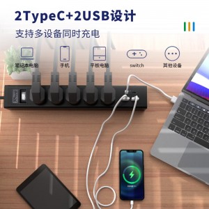 TOWE同为大功率USB-C快充桌面PDU插座USB-C与USB双接口快速充电插座支持给手机，IPAD等电子设备快充摔不烂高强度铝合金阳极氧化外壳插座 APZ-1014UC/APZ-1015UC