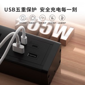 TOWE同为大功率USB-C快充桌面PDU插座USB-C与USB双接口快速充电插座支持给手机，IPAD等电子设备快充摔不烂高强度铝合金阳极氧化外壳插座 APZ-1014UC/APZ-1015UC