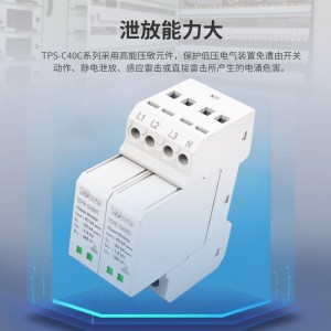 TOWE同为双芯片紧凑型模块化电涌保护器40KA B、C级防护，带劣化告警智能防雷模块带远程控制遥信告警，单相三相低压配电系统模块化电源电涌保护器 TPS C40C 2P/4P